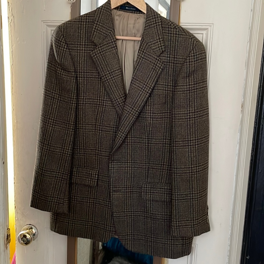 Ralph Lauren Brown Sport Coat with Glen Plaid Design